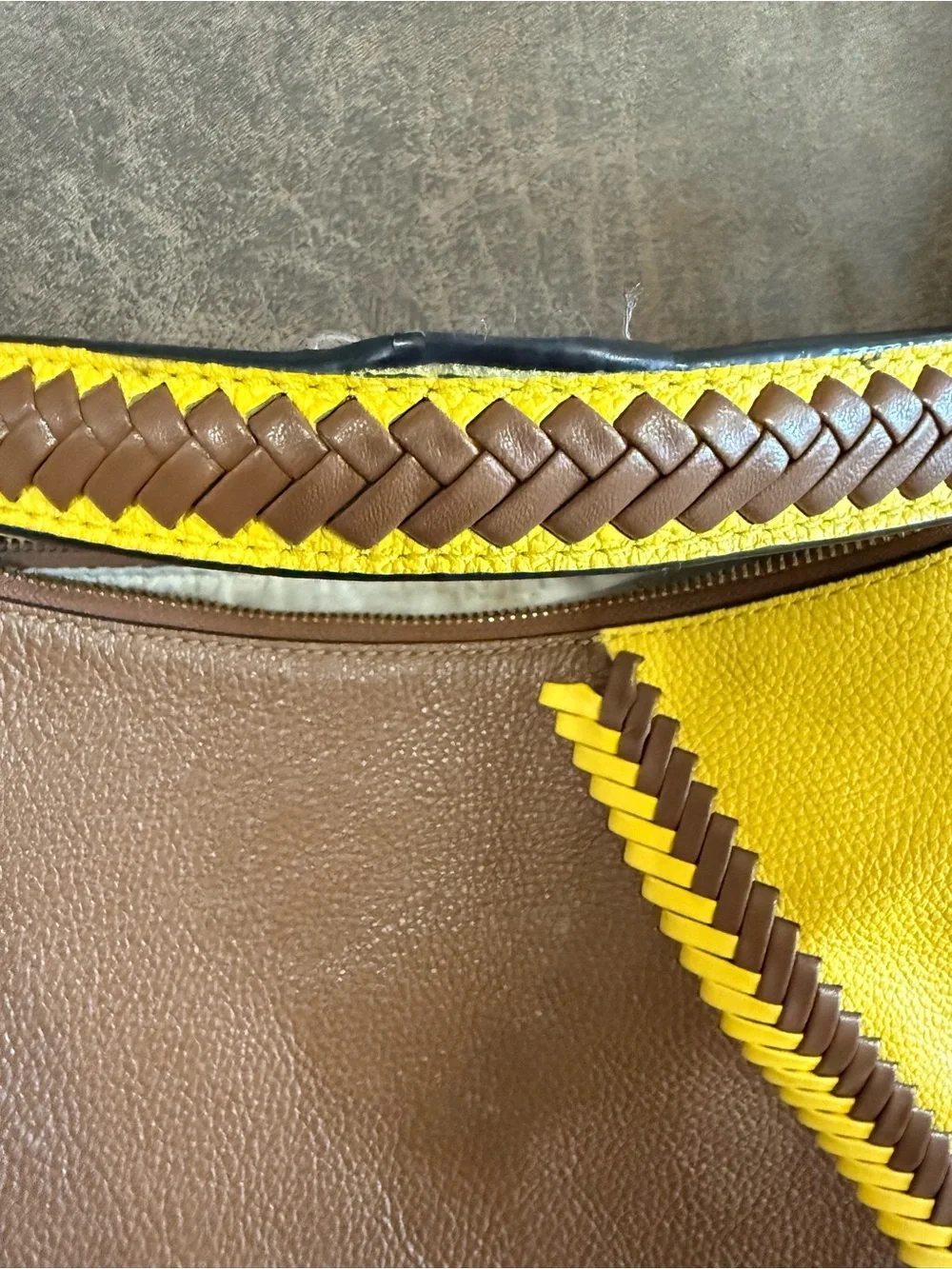 MICHAEL KORS Brown and Yellow Leather Shoulder Hobo